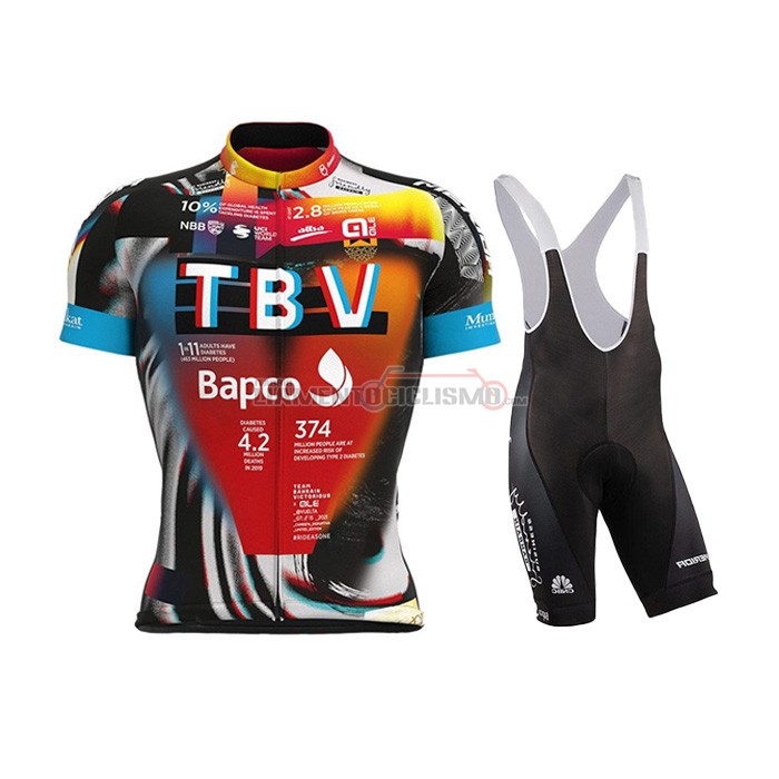 Abbigliamento Ciclismo Bahrain Victorious Manica Corta 2021 Nero Arancione